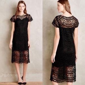 Anthropologie “Anya” Midi Crocheted Black Dress!